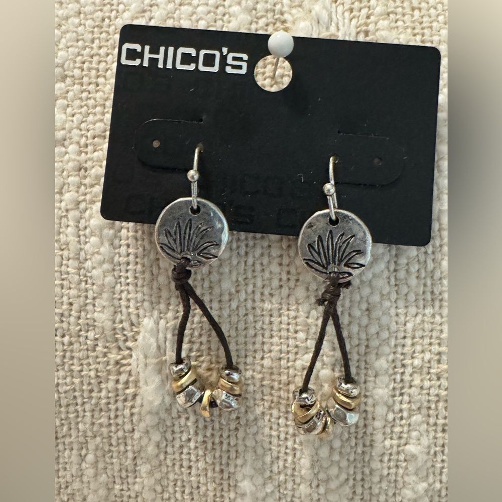 0276-Chico's Silver and Gold Dangle Earrings